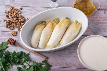 Endivias gratinadas queso y miel