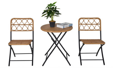 Conjunto de ratán imitación mimbre y metal Outsunny