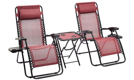 Set de 2 sillas de gravedad cero y mesa auxiliar Amazon Basics