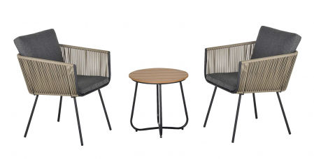 Butacas y mesa auxiliar de ratán y acero Outsunny