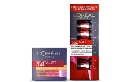 Crema antiedad y antimanchas y ampollas efecto peeling con ácido glicónico de L'Óreal