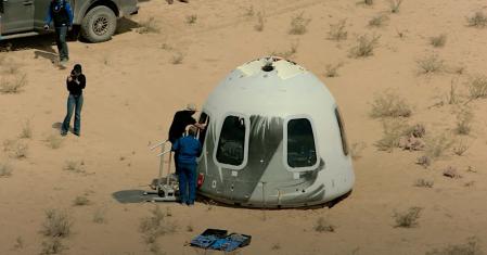 Turismo espacial en la nave de Jeff Bezos.