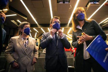 Pere Aragonès y Laura Borràs compartieron ayer presencia en la Pedrera en un acto del día de Europa