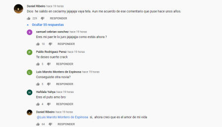 Captura de Pantalla de los comentarios del vídeo