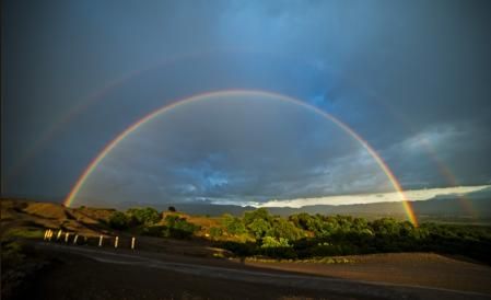 Doble arco iris al anochecer en Manlleu.