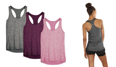 Camiseta de tirantes para mujer Icyzone (Pack de 3)