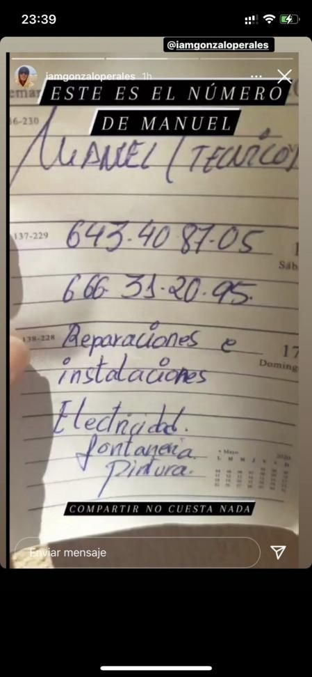 Gonzalo decidió compartir sus datos a través de Instagram.