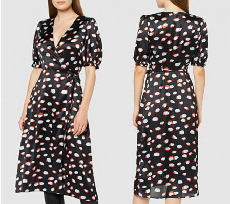 Vestido midi cruzado con lunares