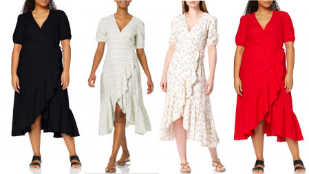 Vestido midi con manga abullonada en varios estampados y colores