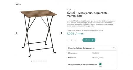 Una mesa de Ikea disponible para alquilar por 1€ al mes