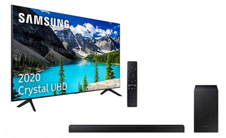 Televisor Samsung UHD 2020 50TU8005 de 4K + Barra de Sonido con subwoofer