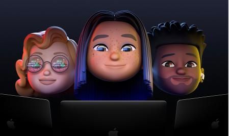 Esta es la imagen de la convocatoria a los medios para la presentación de la WWDC. En las gafas del personaje de la izquierda hay código reflejado