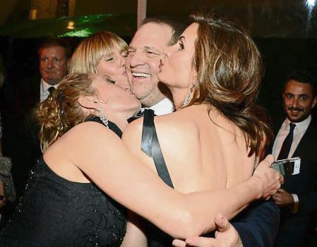 BEVERLY HILLS, CA - JANUARY 12: Model Heidi Klum, Co-Chairman of The Weinstein Company Harvey Weinstein, Uma Thurman and Desiree Gruber attend The Weinstein Company & Netflix's 2014 Golden Globes After Party presented by Bombardier, FIJI Water, Lexus, Laura Mercier, Marie Claire and Yucaipa Films at The Beverly Hilton Hotel on January 12, 2014 in Beverly Hills, California. (Photo by Araya Diaz/Getty Images for The Weinstein Company)