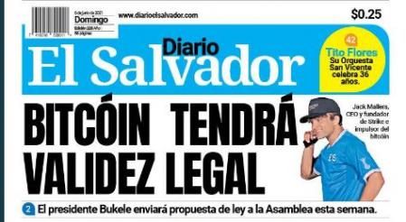 Portada del diarrio de hoy domingo retuiteada por el propio Bukele