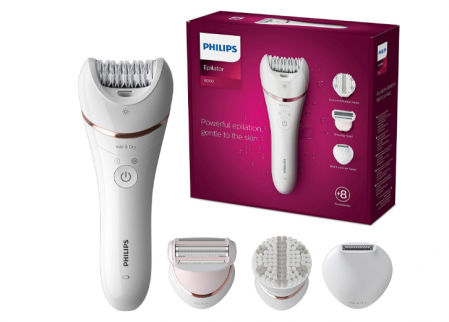 Depiladora Philips con 8 cabezales.