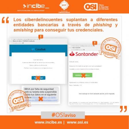 La OSI (Oficina de Seguridad del Internauta) ha vuelto a detectar varias campañas de phishing, en este caso afectando a 3 entidades bancarias ubicadas en España.