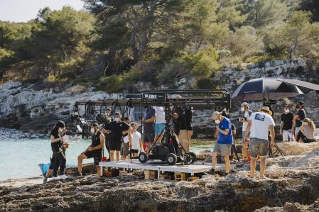 Vista general del rodaje del anuncio de este verano de Estrella Damm