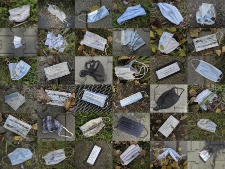 Mascarillas abandonadas en espacios naturales o en la calle.