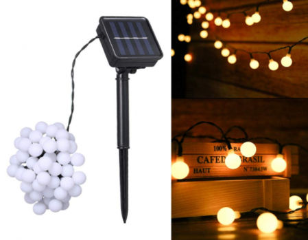Guirnaldas de exterior en forma de bombilla con carga solar