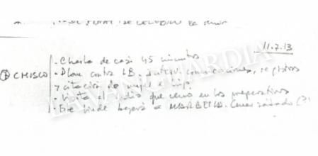 Otra de los apuntes del excomisario en sus agendas incautadas