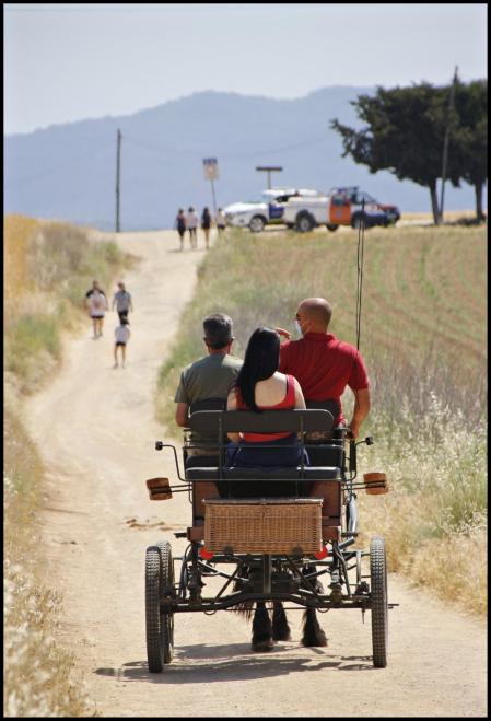 Recorriendo Gallecs en carruaje.
