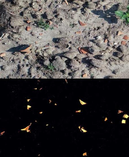 Cerámicas detectadas con dron en un terreno