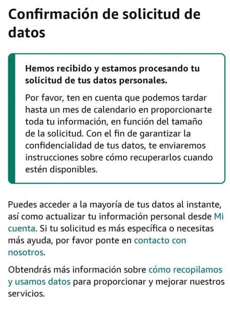Una vez confirmado el correo donde queremos recibir los datos, recibiremos un segundo mensaje.