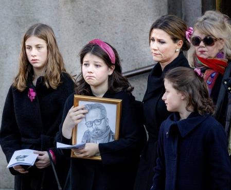 Princess Martha Louise, Maud Angelica Behn, Leah Isadora Behn, Emma Tallulah Behn during the funeral service of Ari Behn in Oslo on January 03 2020