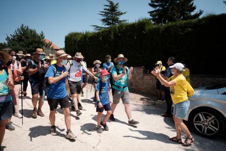 Jordi Turull llegando a Prades este jueves, en la duodécima etapa de su travesía