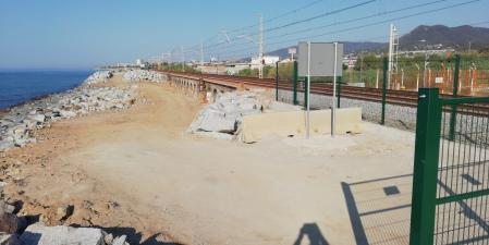 Detalle de los trabajos en la infraestructura ferroviaria entre Mataró y Cabrera de Mar.
