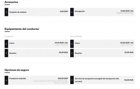 Existe la posibilidad de alquilar también accesorios, que se pagan como extras&nbsp;