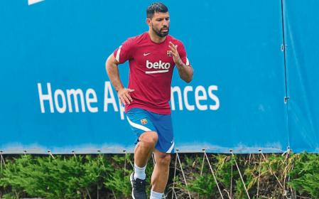 Sergio 'Kun' Agüero, en su primer entrenamiento con el FC Barcelona