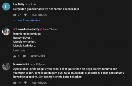 Algunos comentarios están en idiomas que no se entienden si no se traducen