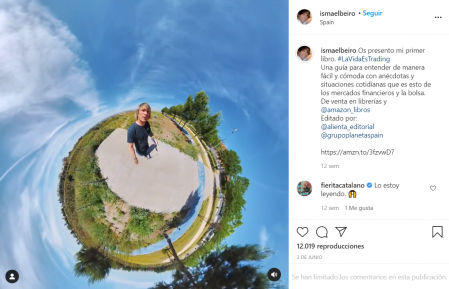 Publicación de Instagram en la que Ismael Beiro anuncia la publicación de su libro