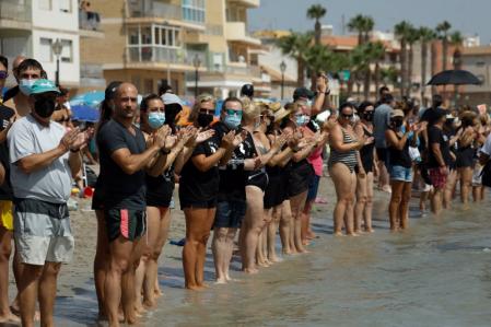 La acción reivindicativa contra los problemas del Mar Menor se ha llevado a cabo este sábado