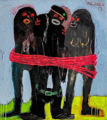 'Chained in morality', obra de 2017 de Bob Nosa en la Out of Africa gallería de Sitges