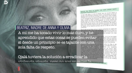 Extracto da carta de Beatriz, madre de Anna y Olivia, en 'El programa de Ana Rosa'