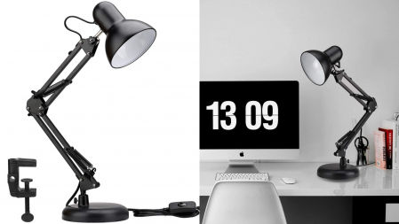 Flexo de escritorio compatible con LED E27 con base y abrazadera