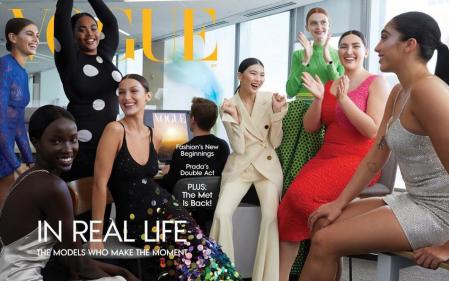 Portada del mes de septiembre donde posa con las modelos Kaia Gerber, Anok Yai, Precious Lee, Bella Hadid, Sherry Shi , Ariel Nicholson  y  Yumi  Nu