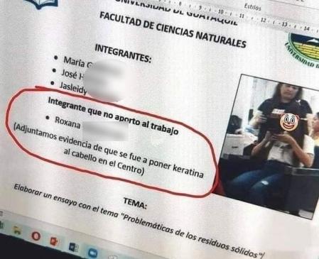 Adjuntaron una foto donde se ve la alumna en la peluquería