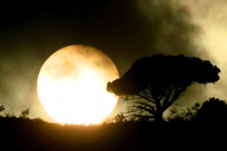 Sol blanco en la montaña de Sant Pere Màrtir visto desde Barcelona.