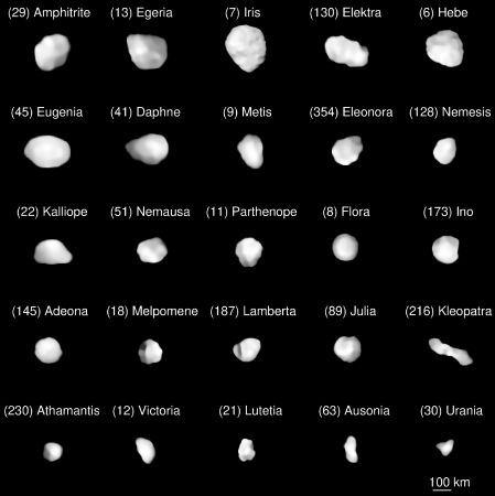 Asteroides con un diámetro menor a 210km