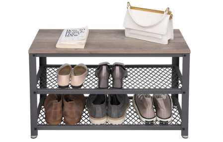Banco para zapatos con dos niveles de almacenaje de VASAGLE