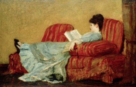 'Mujer joven leyendo',óleo sobre madera de 1878 de Mary Cassatt