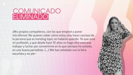 Segunda parte del comunicado borrado por Marta Riesco de las redes sociales