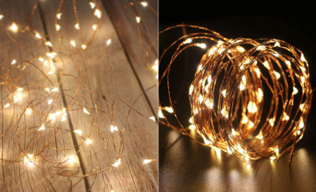 Guirnalda de luces blancas con alambre de cobre