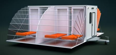 De Markies, la cámper que se despliega como un acordeón y aloja hasta seis viajeros.