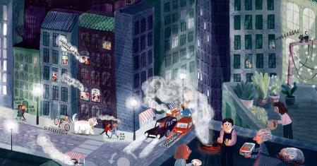 Detalle del libro 'Nuevo en la ciudad' de Marta Altés