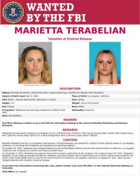 Richard Ayvazyan y Marietta Terabelian se han convertido en prófugos de la justicia