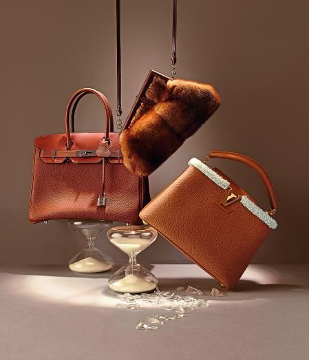 Birkin de Hermès, el modelo LV Capucines de Louis Vuitton, y el diseño en visón First de Fendi
